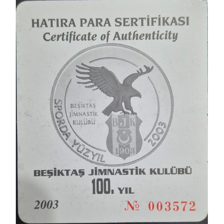 Beşiktaş J.K 100. yıl Gümüş Sertifikası (Sadece Takas)