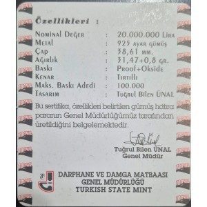 Beşiktaş J.K 100. yıl Gümüş Sertifikası (Sadece Takas)
